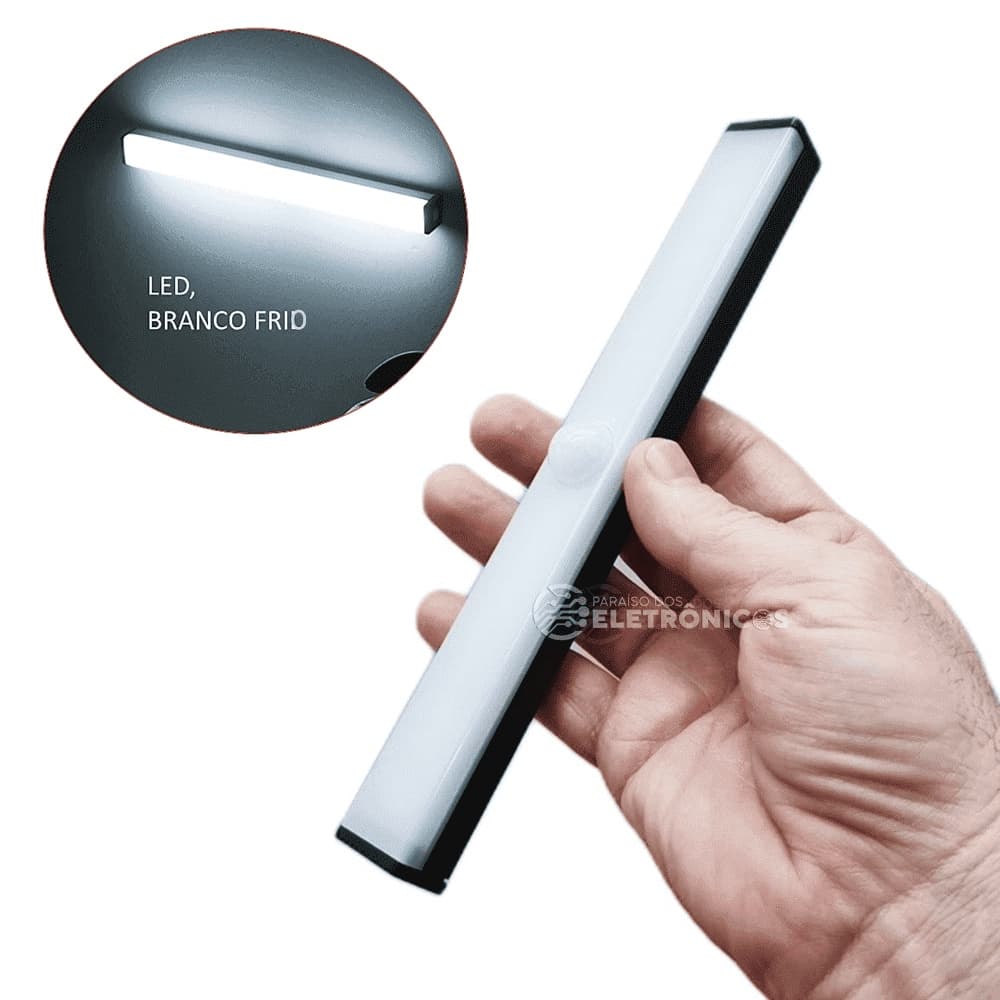 Barra Luminária Led Branco Frio Luminária Sensor De Movimento Noturno Automático KPFR511PRBR