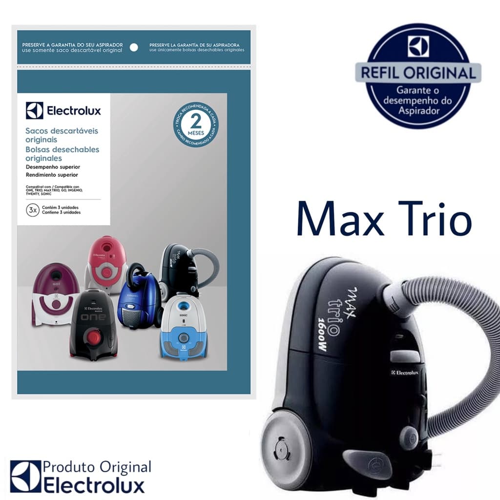 Kit 3 Sacos Aspirador de Pó Electrolux Original - Max Trio (SBEON)