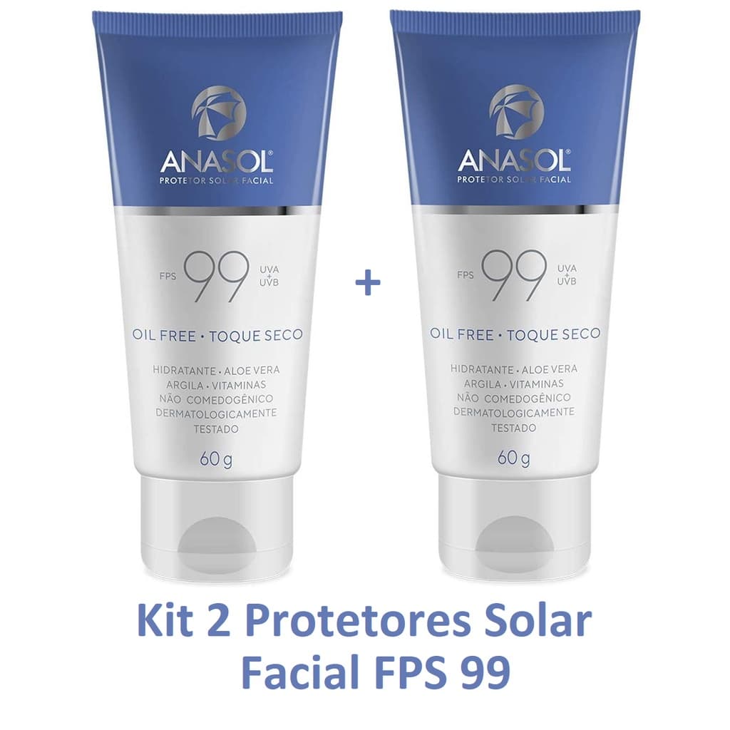Anasol Kit 2 Protetores Solar Facial FPS 99 Anasol - Toque Seco - 60g