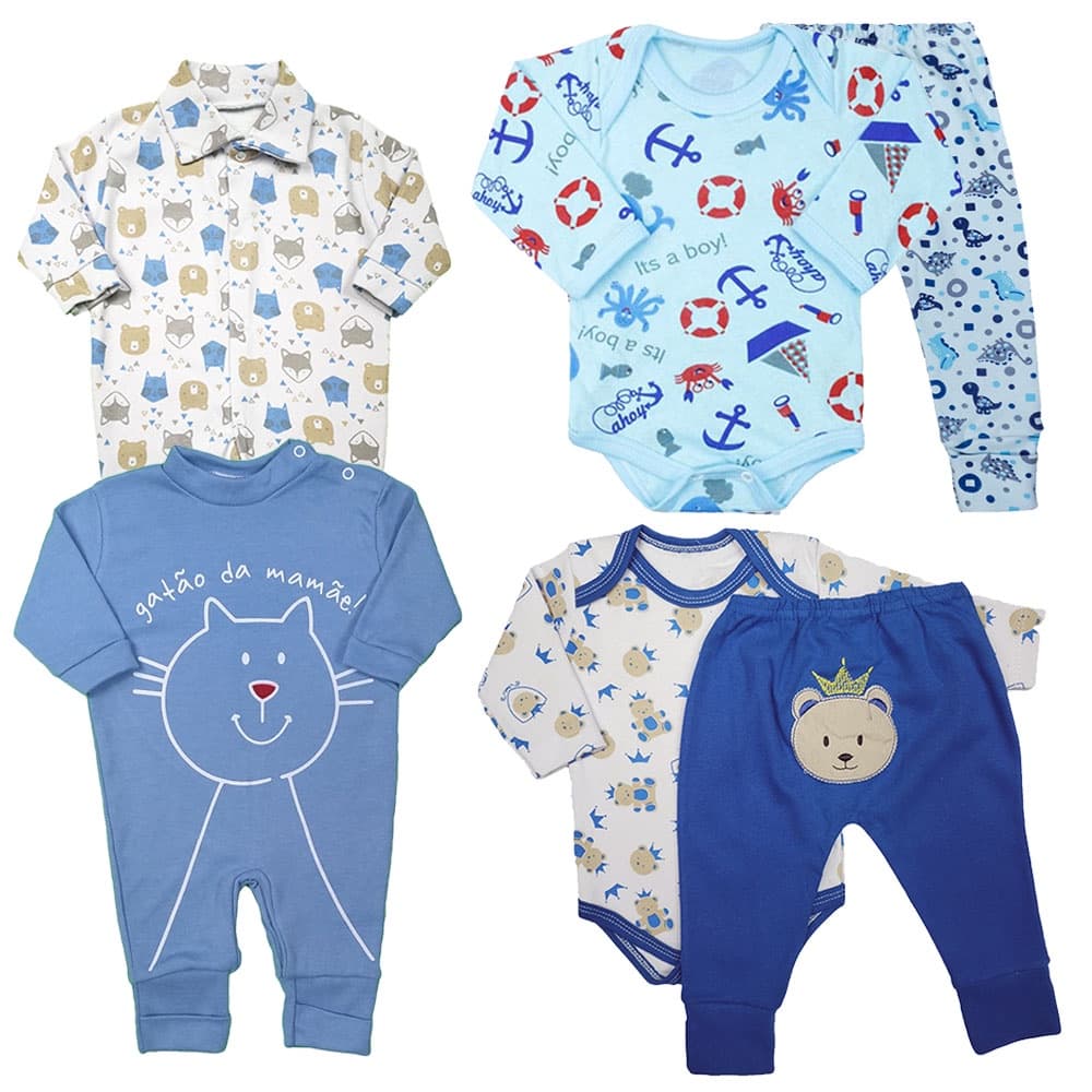 Kit Roupas de Bebê Maternidade 6 Peças Mini Enxoval Estiloso