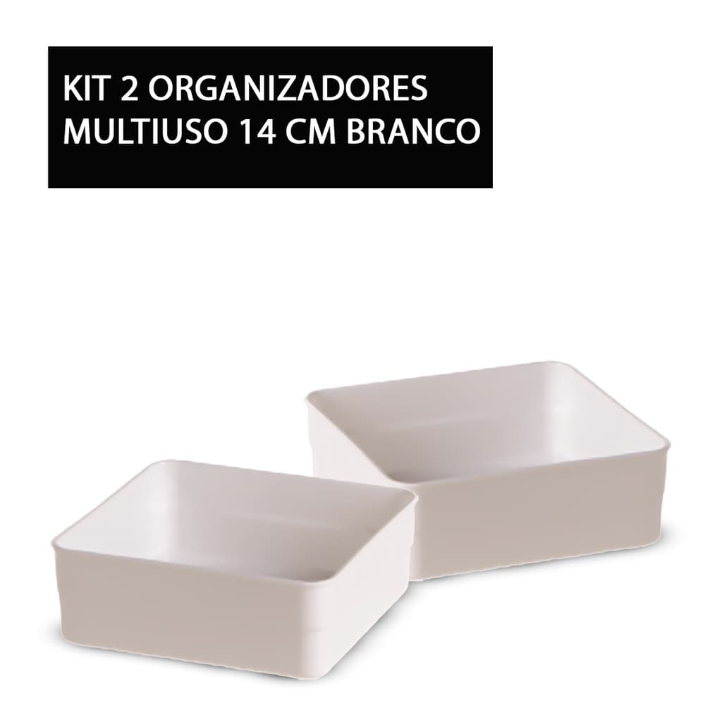 Kit 2 Organizadores Multiuso Modular Gaveta Armário Cozinha Branco 15cm