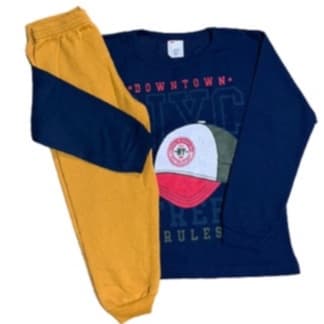 Conjunto moletom infantil sem capuz masculino 2 peças = 1 moletom + 1calça