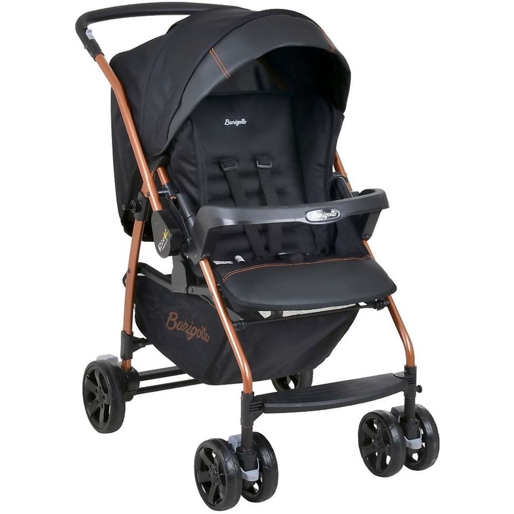 Carrinho de Bebe Berço Reversivel Burigotto RioK Preto Cobre