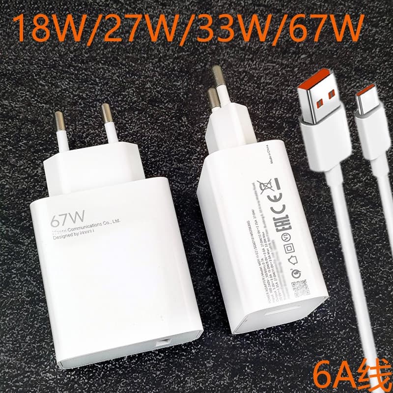 Carregador De Celular Xiaomi 67W 18W27W33W Redmi Nota 11Pro Cabo De Carga Rápida 6A