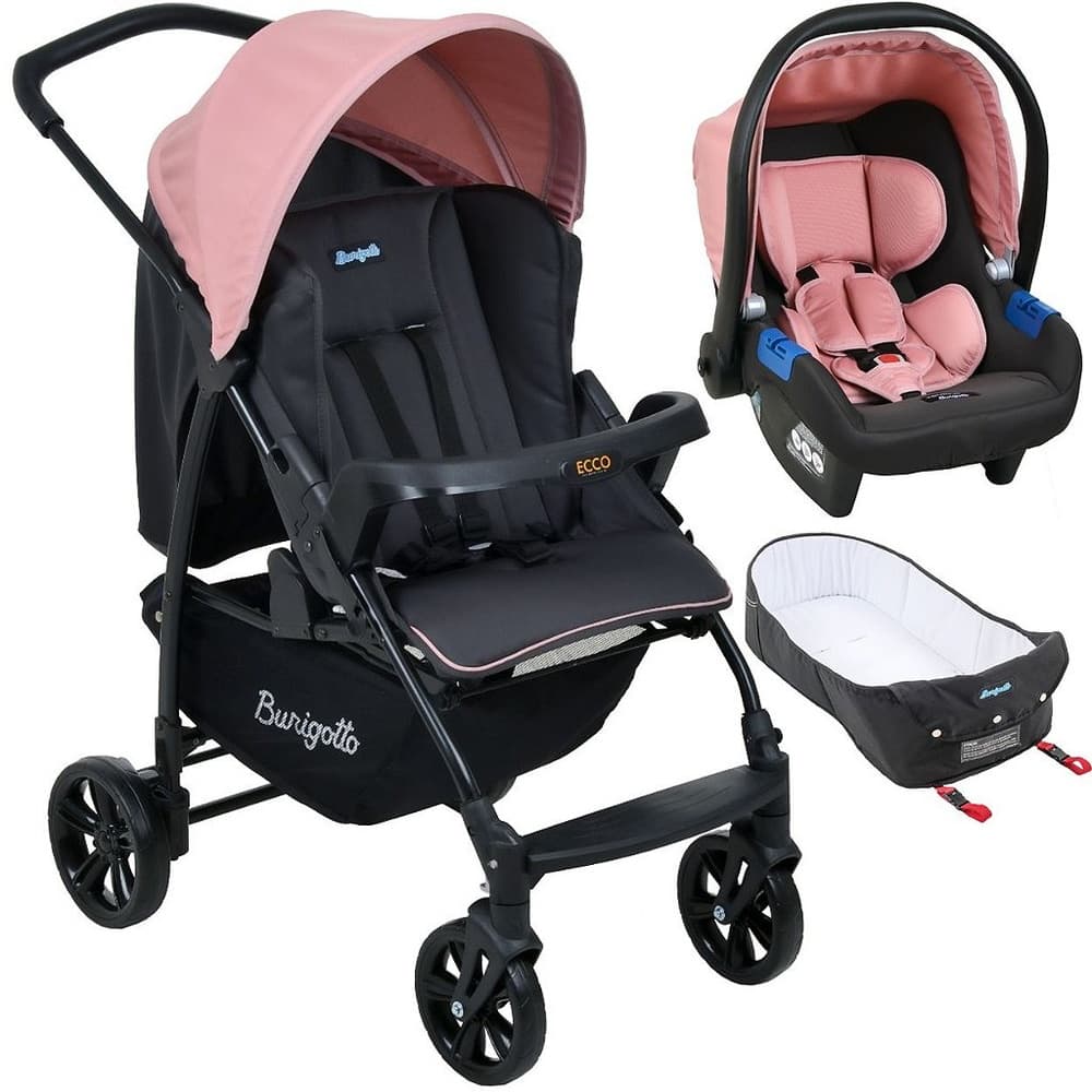 Carrinho de Bebe Burigotto Ecco Bebe Conforto Ninho CZ Rosa