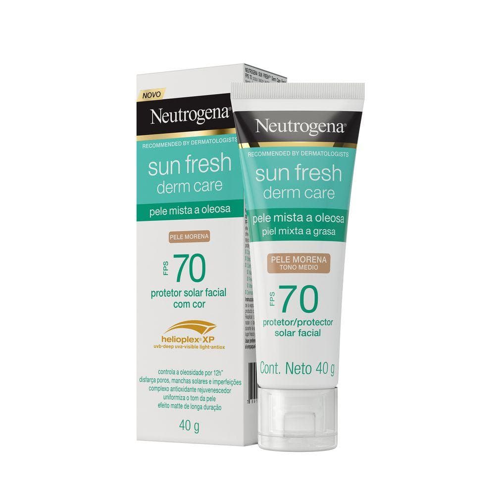Protetor Solar Facial Pele Oleosa Neutrogena Sun Fresh Derm Care Pele Morena FPS70 40g