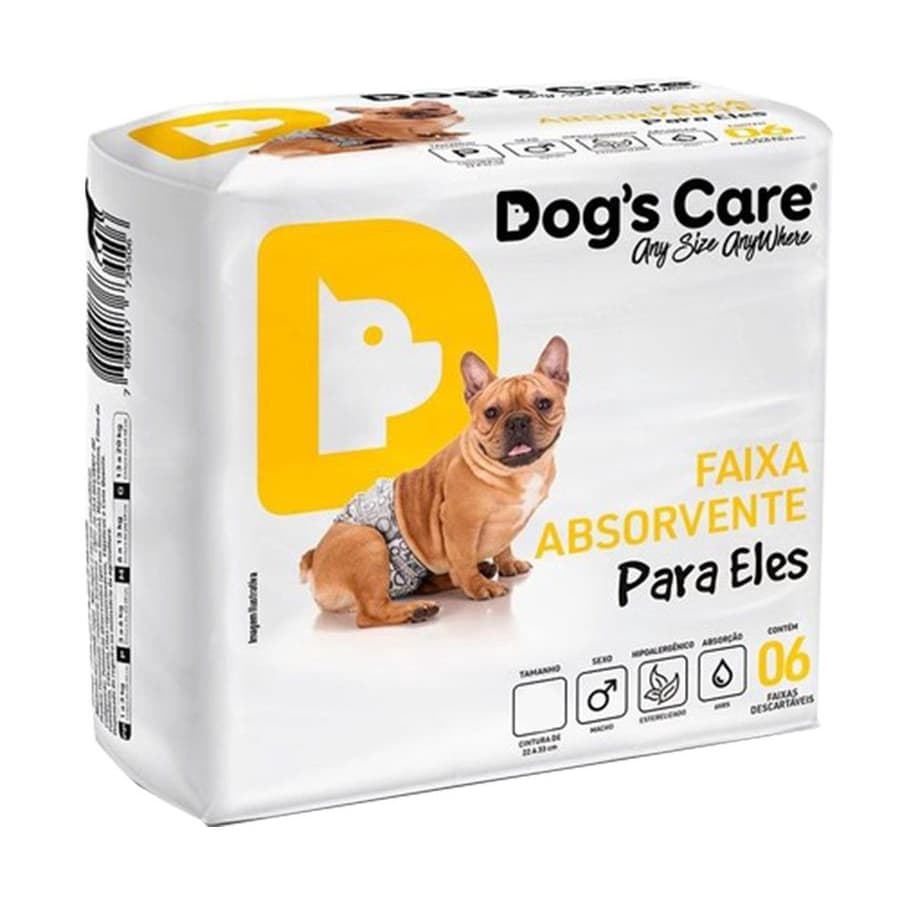 Fralda Descartável Higiênica P/cães Macho Dogs Care 06 Un M