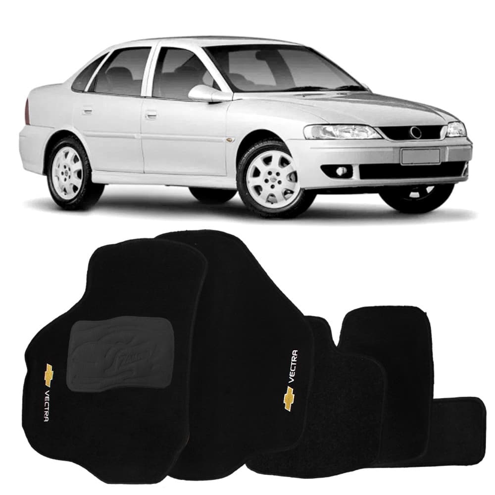 Tapete Vectra 1997 a 2005 Carpete Automotivo Logo Bordado Preto 5 Peças