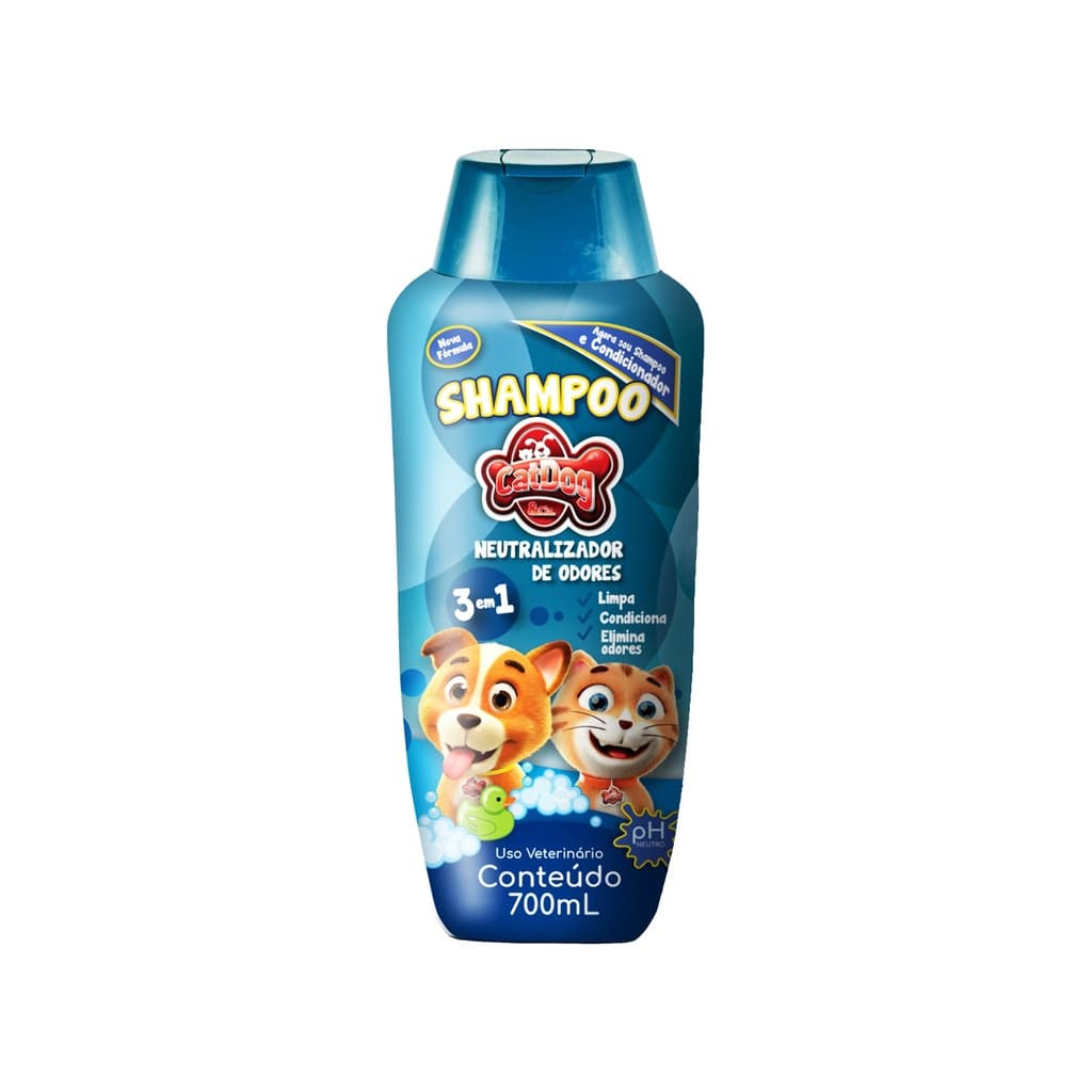 Shampoo 3em1 Para Cães e Gatos Neutralizador de Odores Catdog 700ml