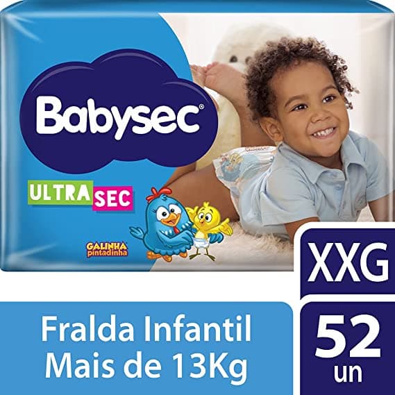 Fralda Descartável Infantil Bebê BabySec Ultra Sec Galinha Pintadinha Tamanho XXG Com 52 Unidades