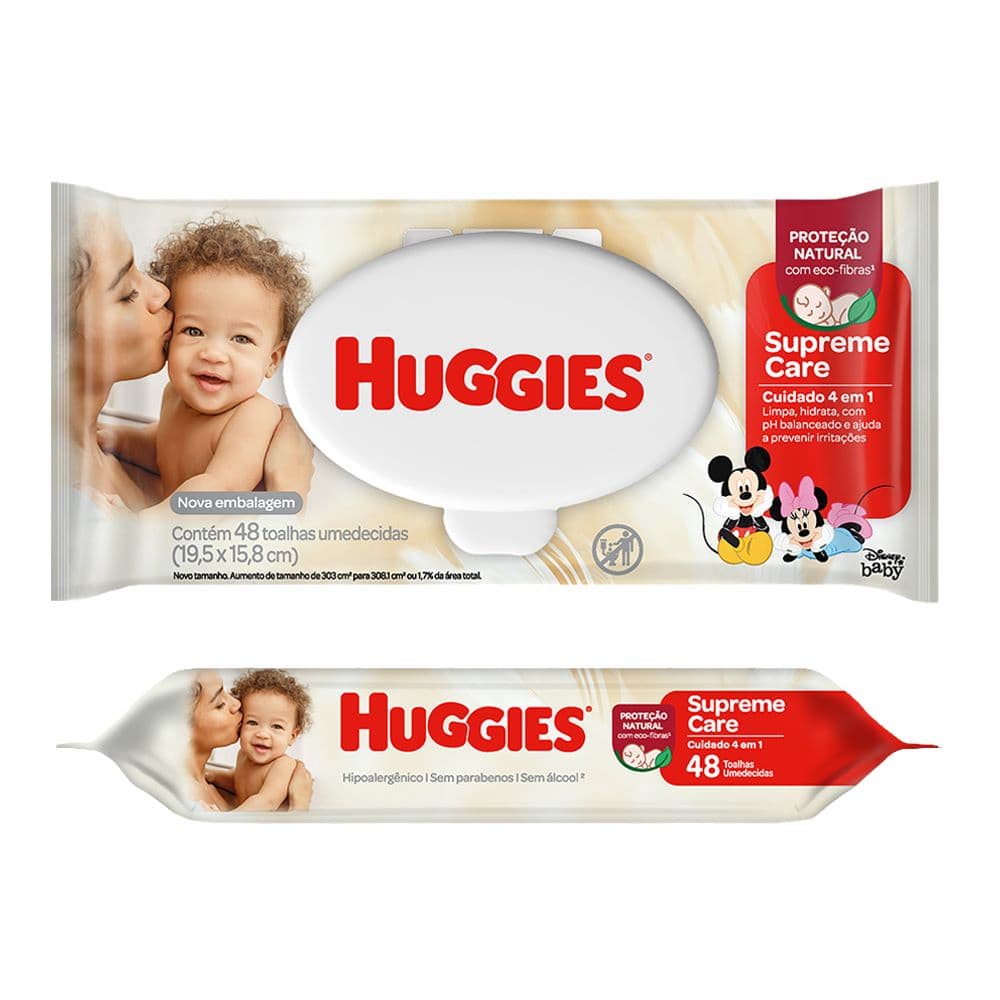 Lenços Umedecidos Bebê Huggies Supreme Care - 48 lenços