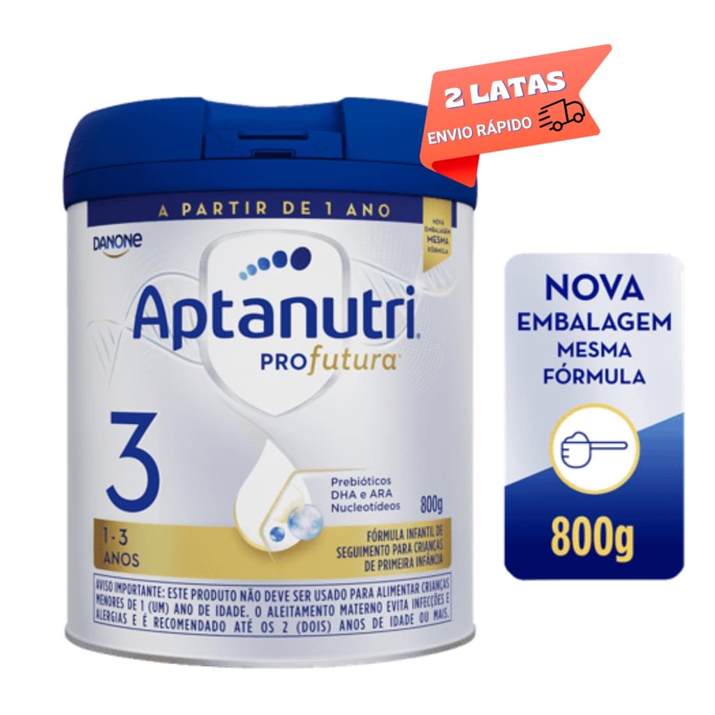 2 Latas Leite em pó Aptanutri Profutura 3 - Fórmula infantil Danone -Lata 800