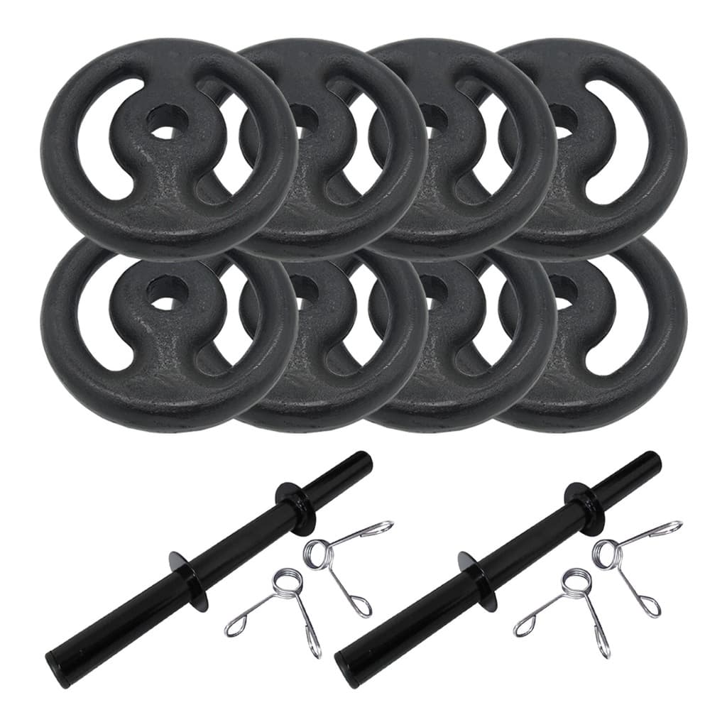 Kit Halter 24kg - 8 Anilhas Pintadas 3kg + 2 barras 40cm Halter De Peso Para Musculação Treino
