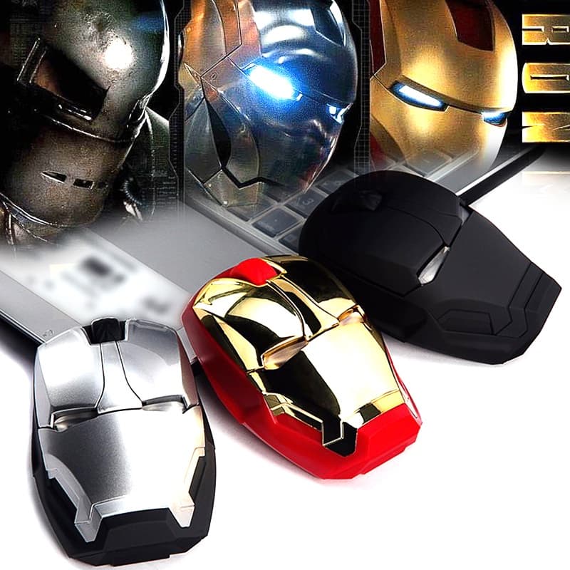 Mouse Homem De Ferro 2.4GHz Sem Fio DPI Ajustável 800/1200/1600/2400 Ratos