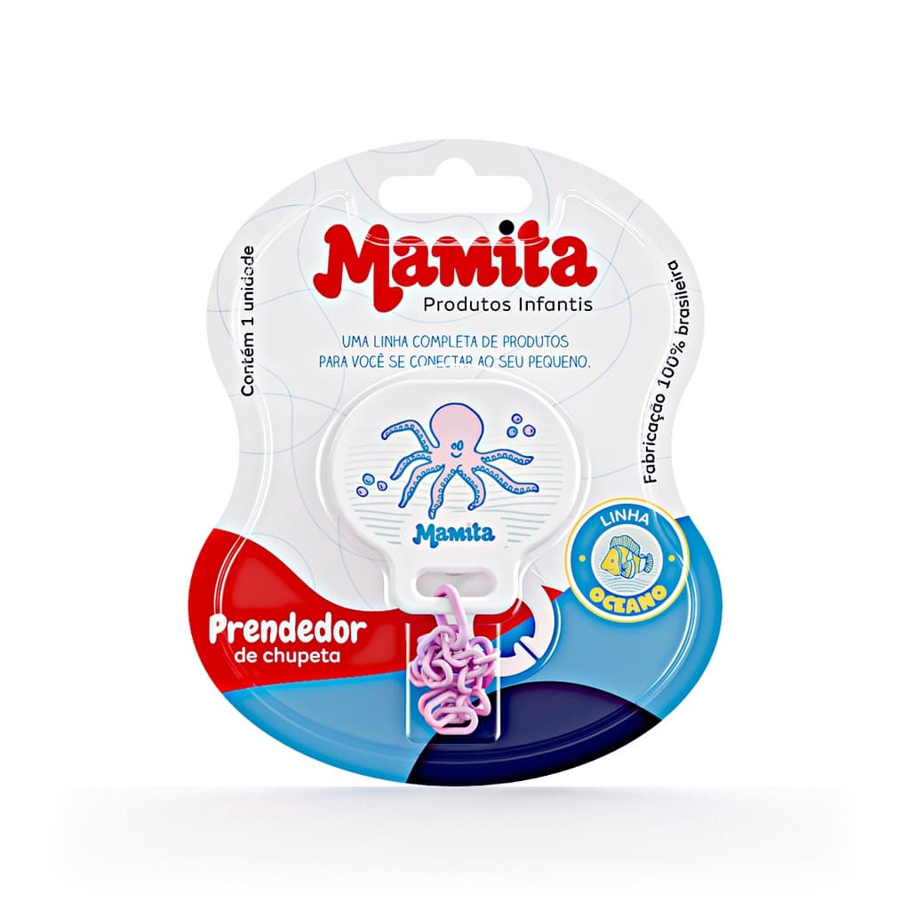Prendedor de Chupeta Bebê Boton Blister 1 Unidade Segura Chupeta Menina Menino Enxoval