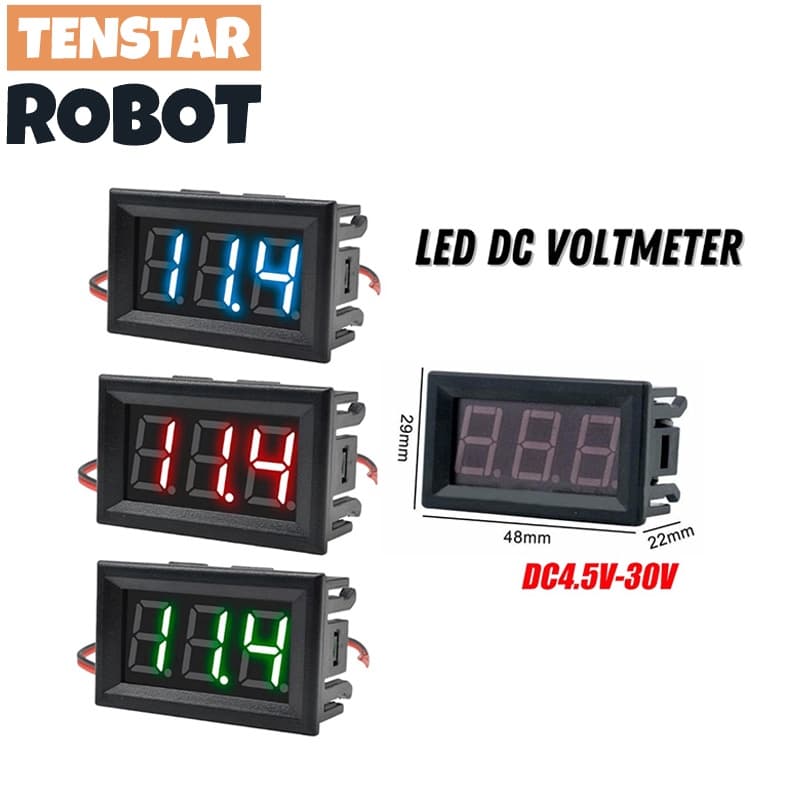 0.56 Polegadas Painel De Leds Medidor De Tensão Voltímetro Digital De Uso Doméstico Linha 2 DC 4.5V-30V 2 Fios Vermelho