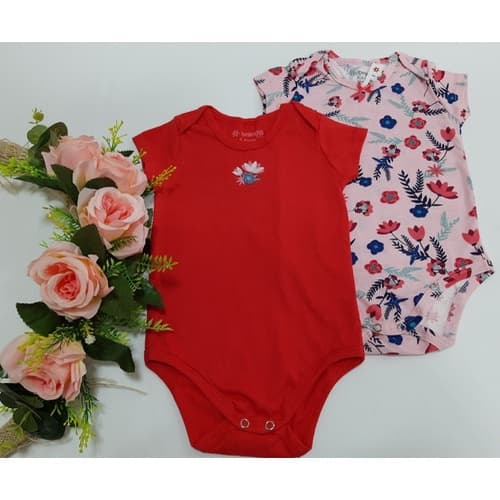 Kit C/ 2 Body Curto Bebe Menina Brandili Enxoval Ref 0966