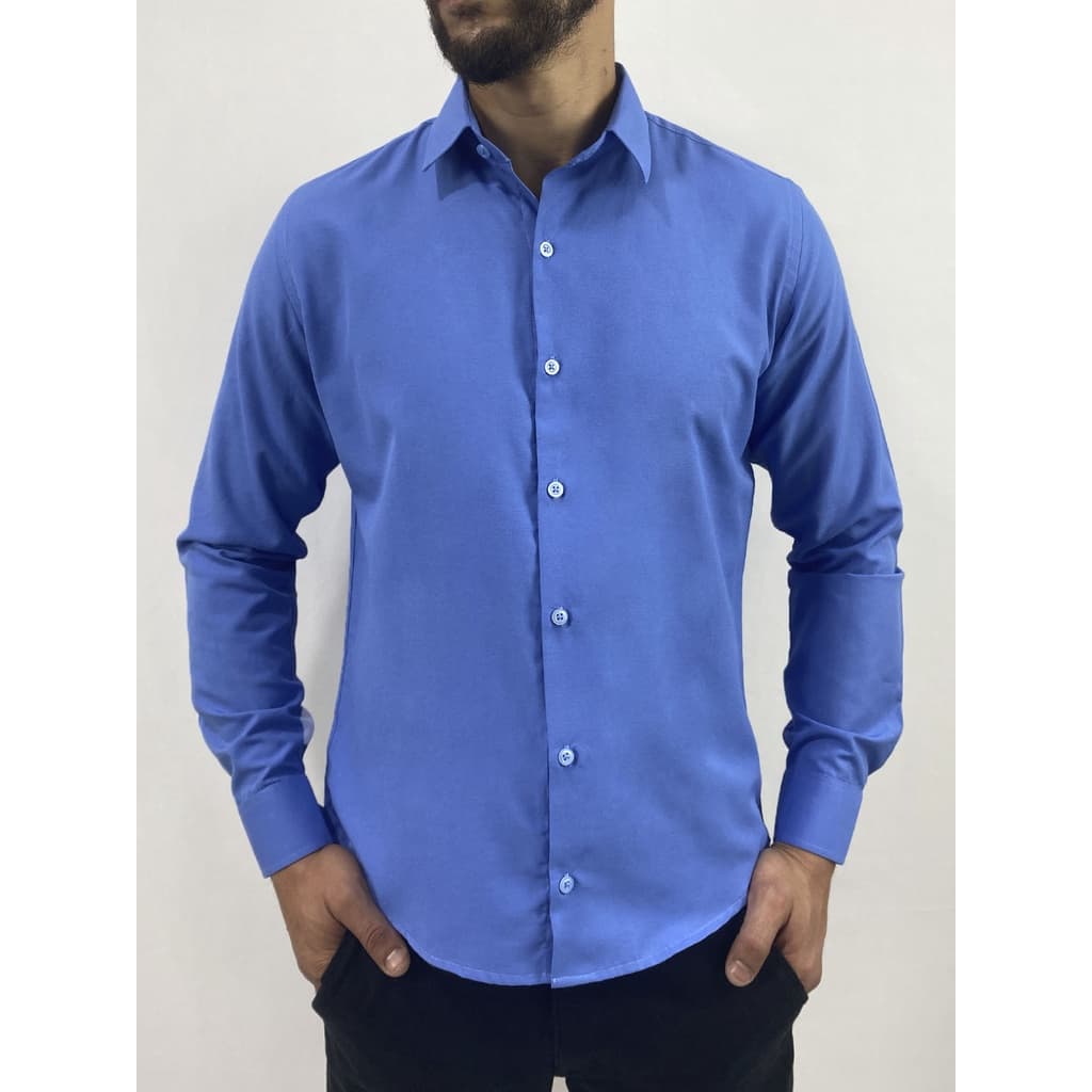 Camisa Social Manga Longa Slim Azul REF: 5020C