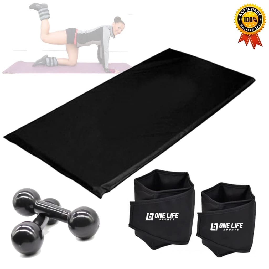 Kit Colchonete + Tornozeleira (PAR 2KG) + Halteres Peso (PAR 1KG)