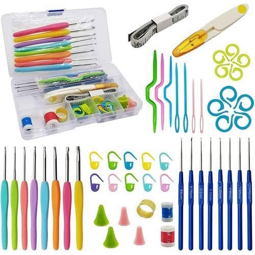 Kit De Crochê E Amigurumi Completo - 42 Pçs- 16 Agulhas Completo + Acessórios + Estojo Organizador