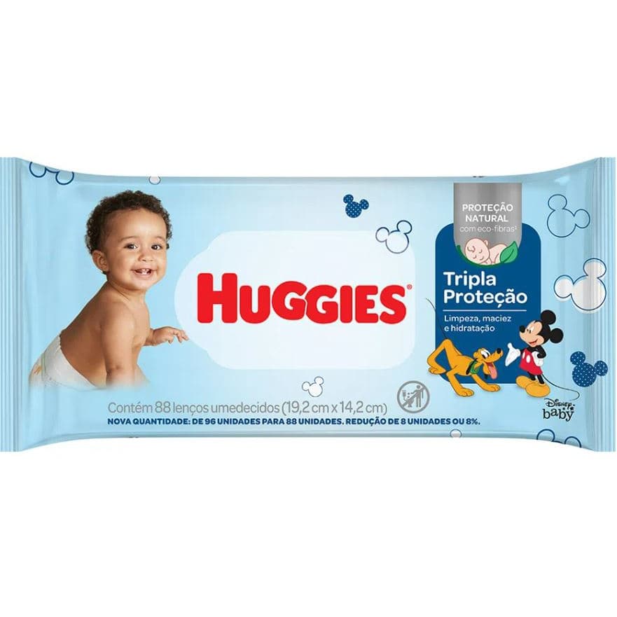KIT 12 PTC Lenços Umedecidos Huggies Tripla Proteção PTC 88 Unid.