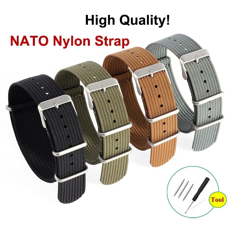 Pulseira De Relógio De Nylon De Alta Qualidade NATO Um Laço Universal Smart Watch Band Substituição De Aço Inoxidável Fivela De Relógios Acessórios