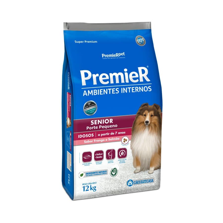 Ração Premier Ambientes Internos Para Cães Sênior Raças Pequenas 12 kg