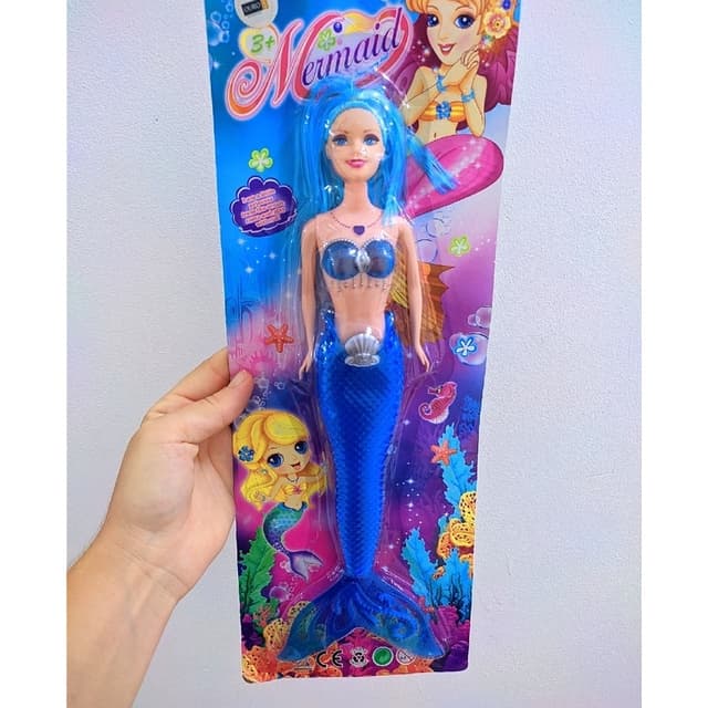 Boneca Princesa Sereia Com Luz Led na Cauda Articulada Acende luz Calda Grande Infantil Brinquedo Meninas
