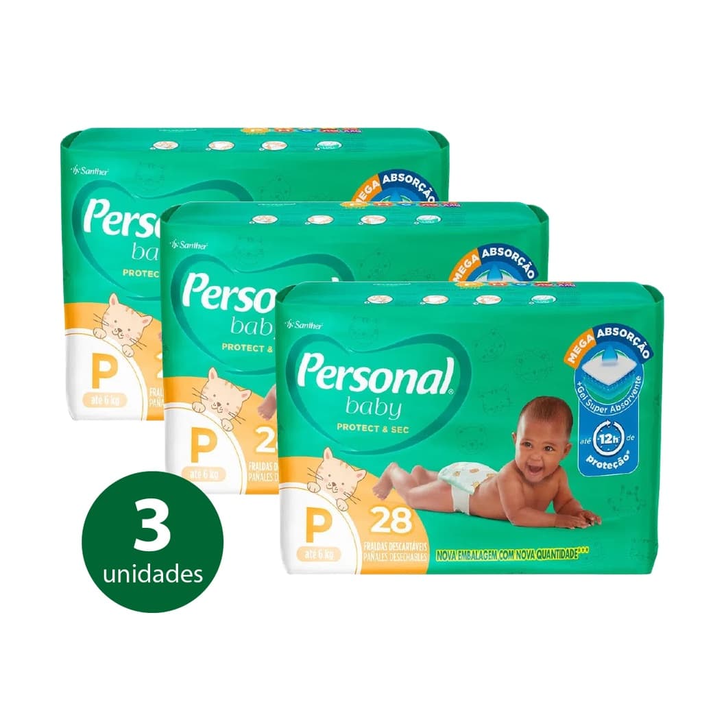 KIT Fralda Descartavel Personal Baby Jumbo P - 84 Fraldas