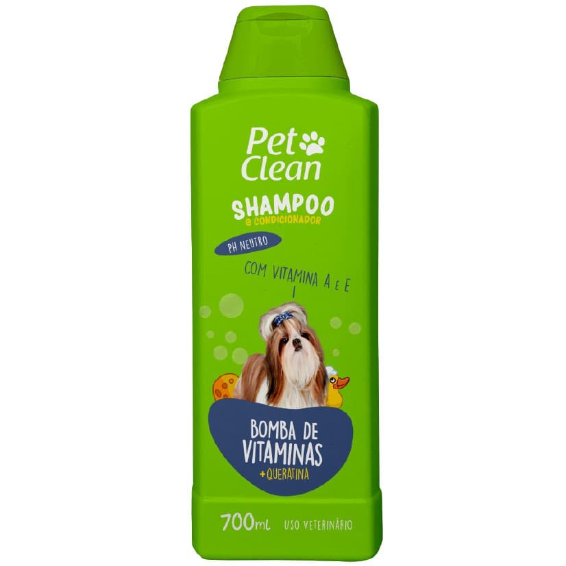 Shampoo e Condicionador Bomba de Vitaminas Pet Clean 700 mL para Cães e Gatos