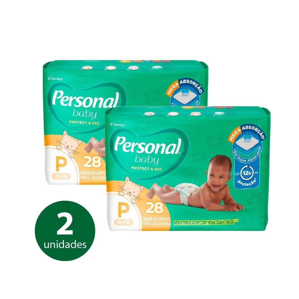 KIT Fralda Descartável Personal Baby Jumbo P - 56 Fraldas