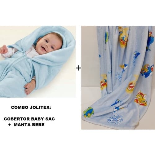 Kit Jolitex Enxoval ! Cobertor Baby Sac + Manta Bebe Menino
