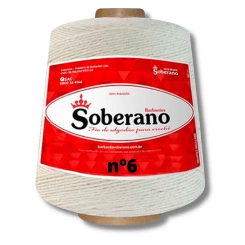 Barbante Cordão Soberano Cru Número 6 para Crochê 1kg