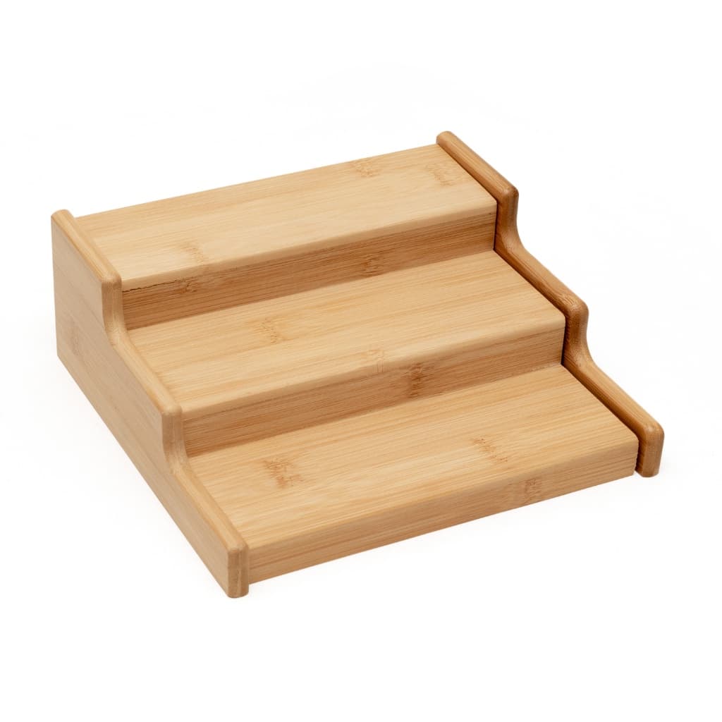 Rack Organizador Extensível de Bambu Oikos Multiuso Organizador de Potes Temperos Rack de Cozinha Natural Escadinha