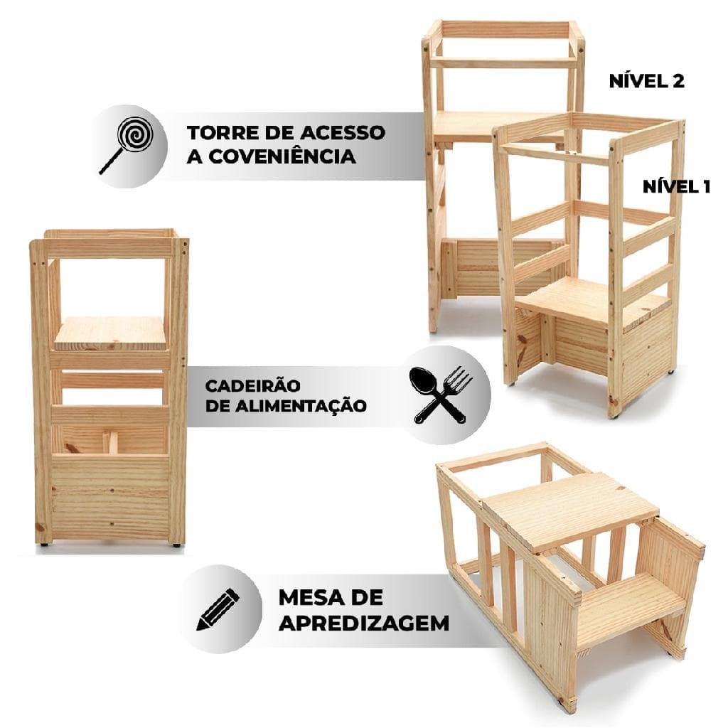 Torre De Aprendizagem Ensinamento Montessoriana Regulável