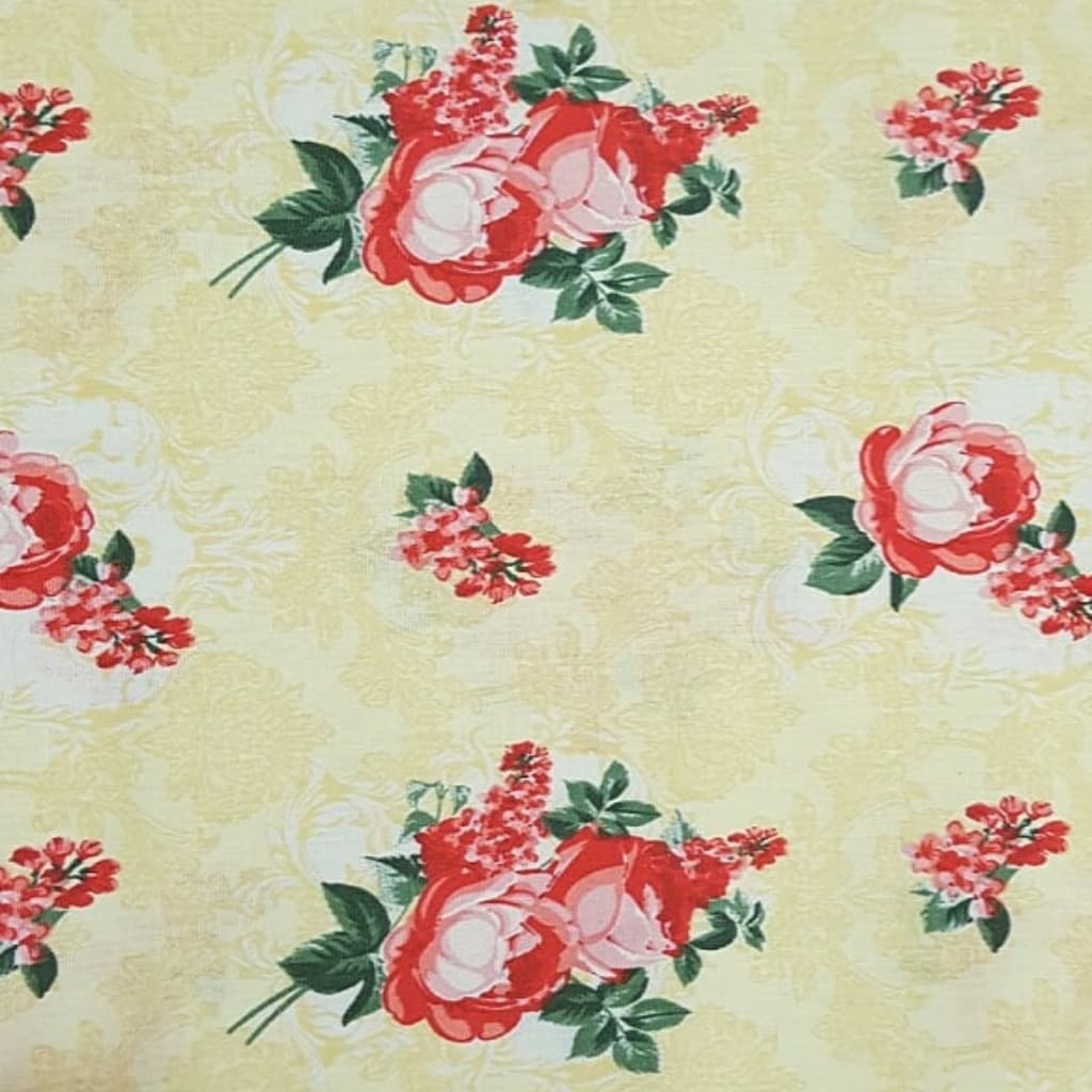 Tecido Patchwork Floral Amarelo BG065