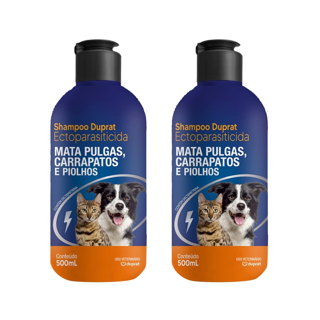 Kit 2 Shampoo Anti-Pulga Pet para Cachorro e Gato Carrapaticida Mata-Carrapato Estrela