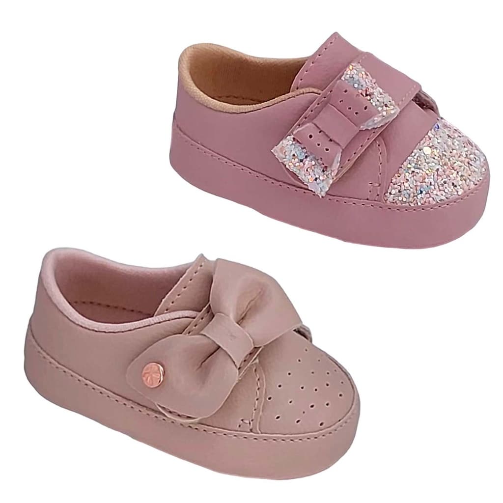 Promoção Kit 2 Pares Tênis Bebê Menina Confortável Calçado Infantil Sola Macia Leve Casual
