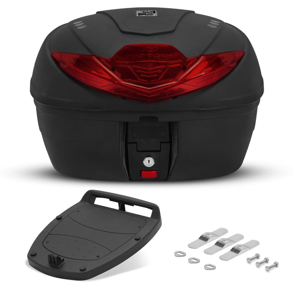Baú Moto Bauleto 35 Litros Pro Tork Smart Box 4 Universal com Refletor Vermelho /Fumê