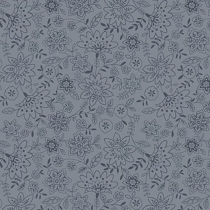 Tecido Patchwork Floral Azul Delicado Jardim Florido RT366