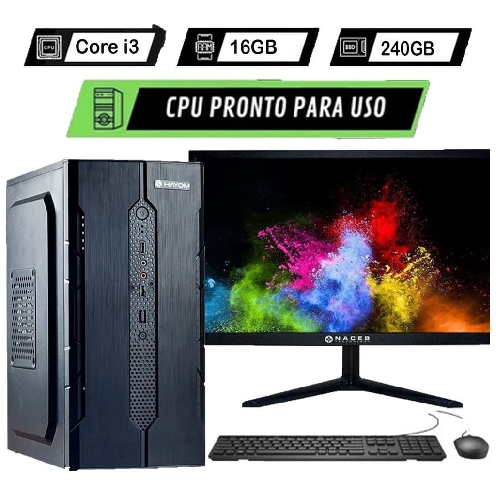 Computador Completo I3 + 16gb Memória + 240gb Ssd Monitor 19