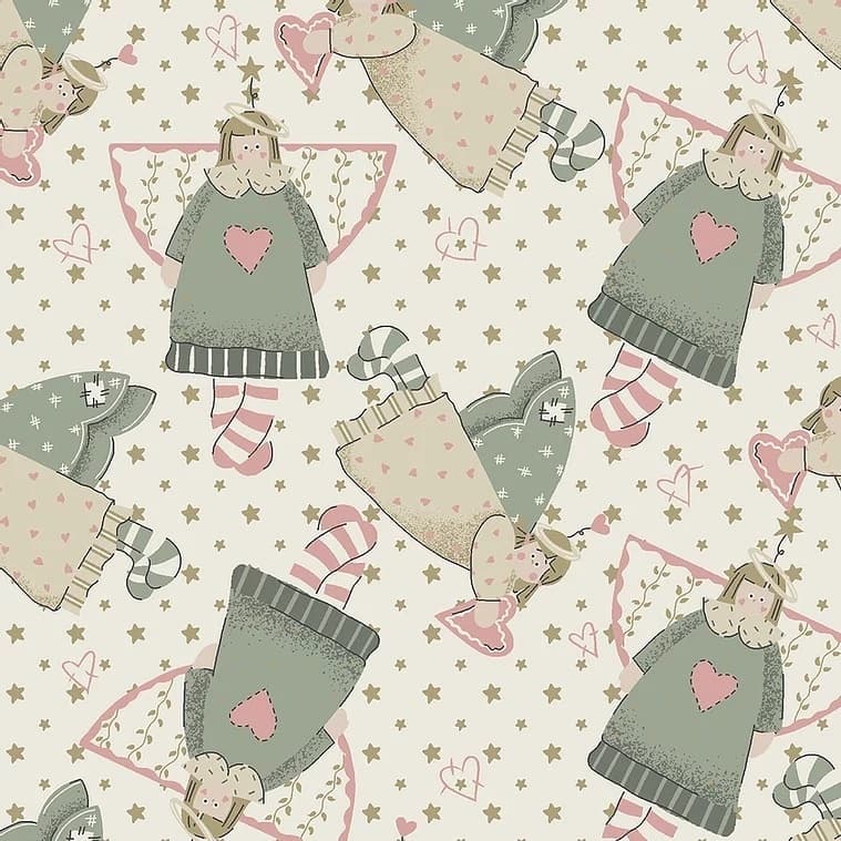 Tecido Patchwork Anjinhos Voando Creme Pastel Angels RT437