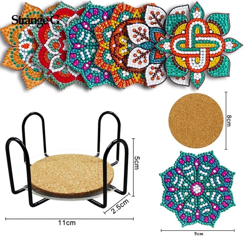Bases Para Copos Pintura Com Diamante 5D De Furação Completa Redondas Acrílicas Suporte De Cortiça Festas
