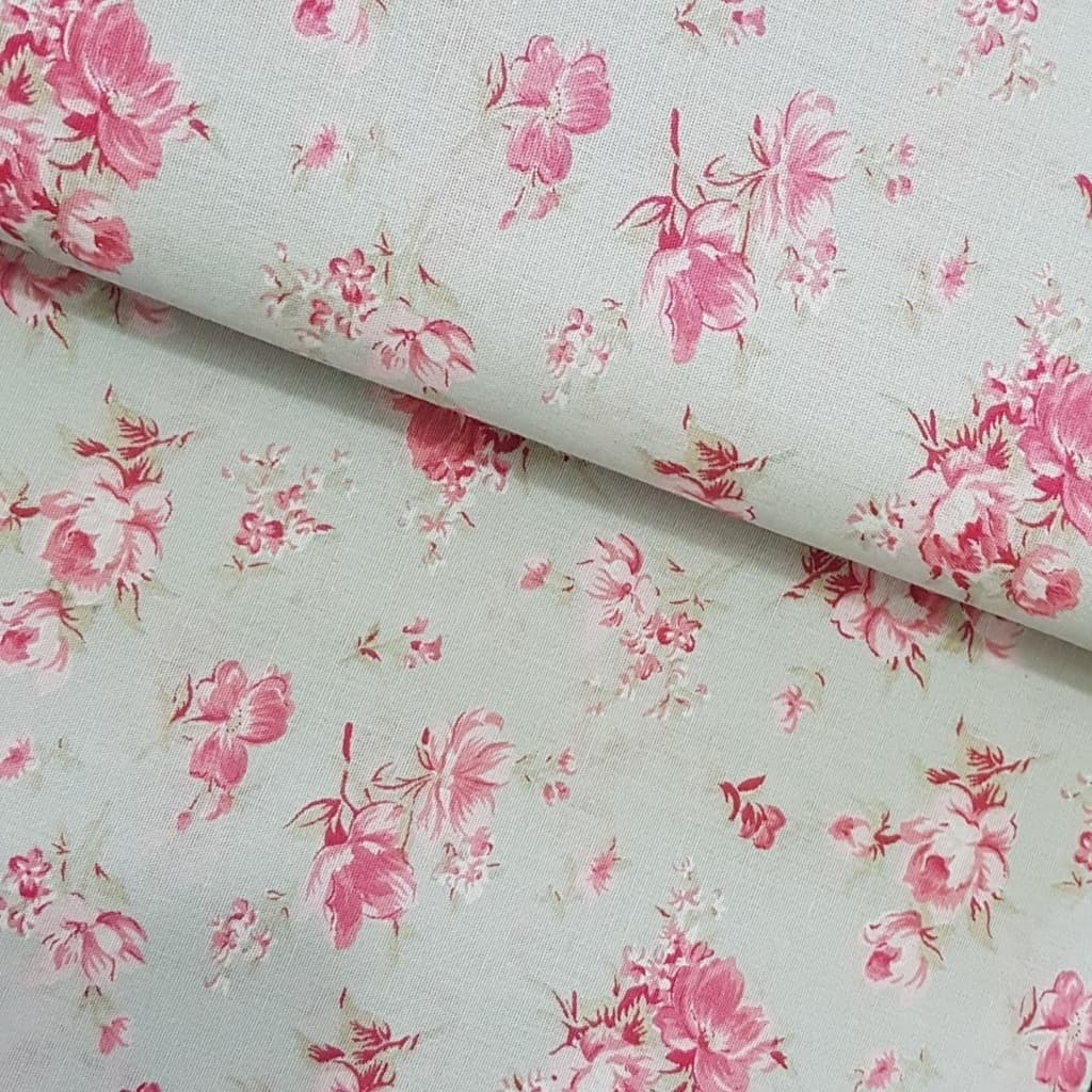 Tecido Patchwork Florescer Raika Cinza Rosa 18068908