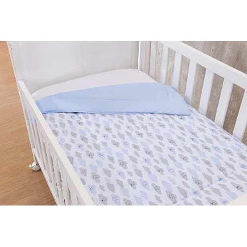 Edredom para berço de Bebe Azul Bebe Nuvens Chuva de Benção - Edredom para bebe menino Quentinho