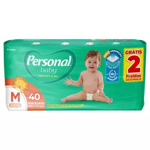 Fralda Personal Baby Protect & Sec - Tam. M - 40 fraldas