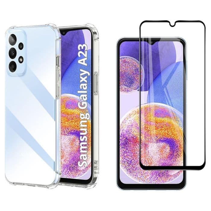 Kit 2em1 Para Samsung Galaxy A23 Capa Capinha TPU Anti-Impacto + Pelicula de Vidro 3D 5D