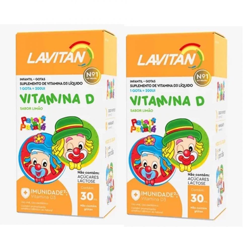 Kit com 2 - Lavitan Patati Patatá Vitamina D Rico em Vitaminas Sabor Limão C/30ml Cimed