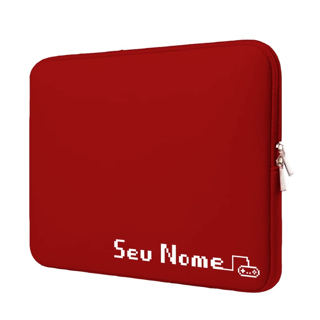 Capa Case Pasta Maleta Notebook Macbook Personalizada Neoprene 17.3/15.6/14.1/13.3/12.1/11.6/10.1 Nome Pixel Gamer