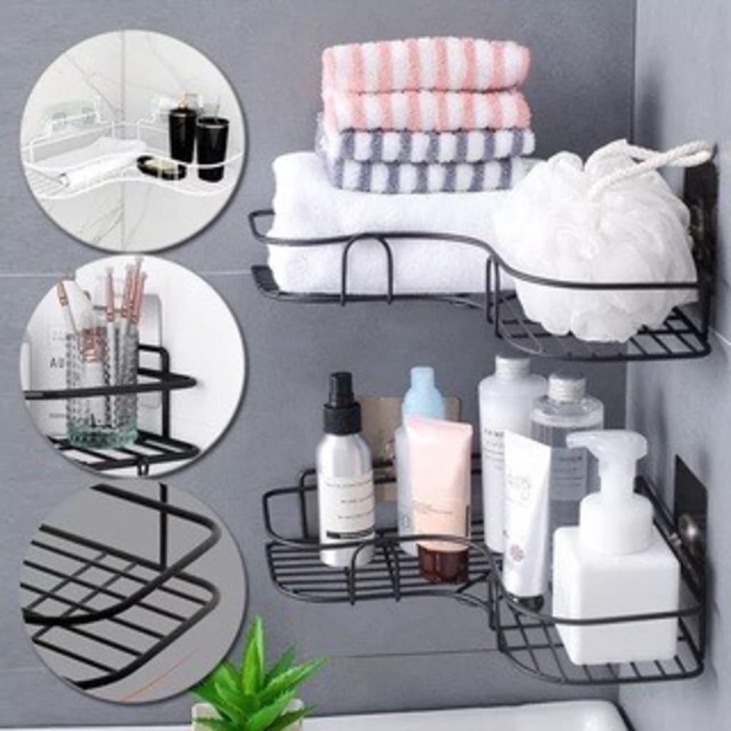 Suporte 1PCS Porta Shampoo Organizador de banheiro para Parede Triângulo Canto de Box/Suporte De Metal Adesivo Para Parede Cozinha e Banheiro